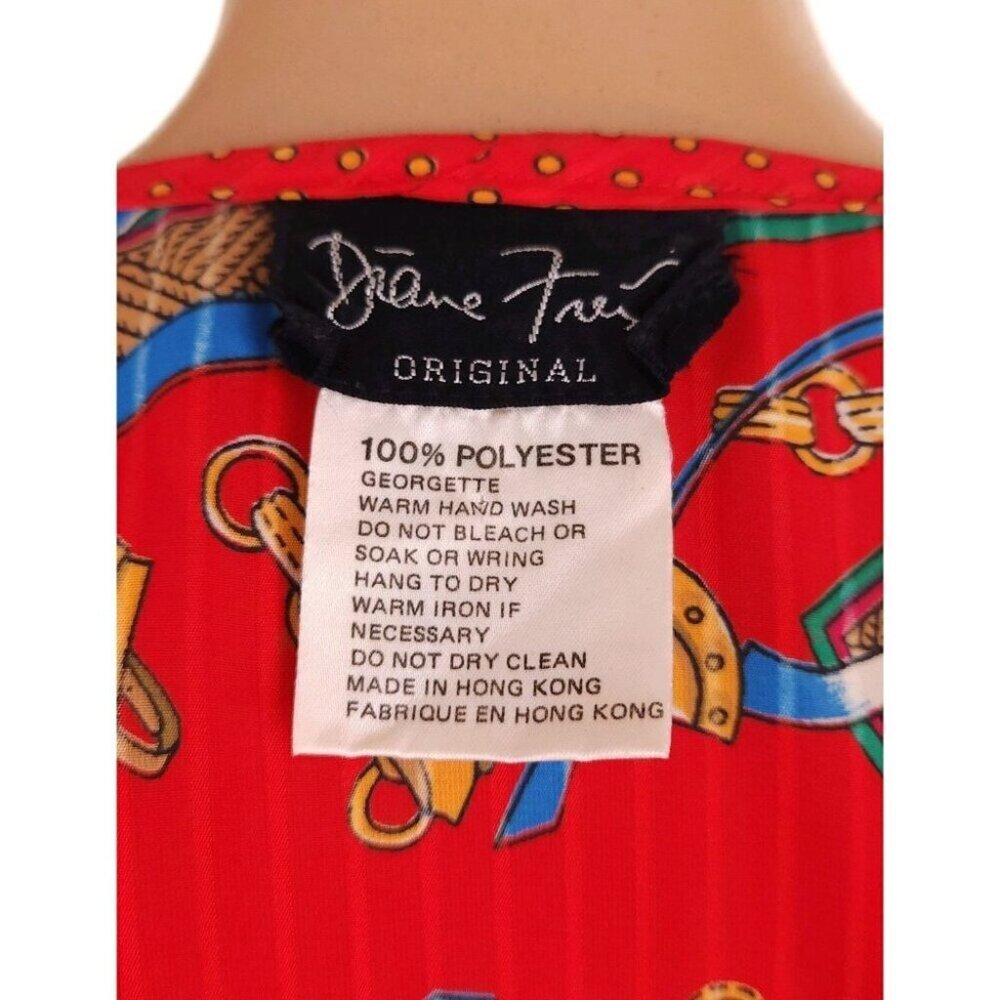 Vintage 80'S Diane Freis Equestrian Maxi Dress Size M Red VTG - Picture 9 of 10